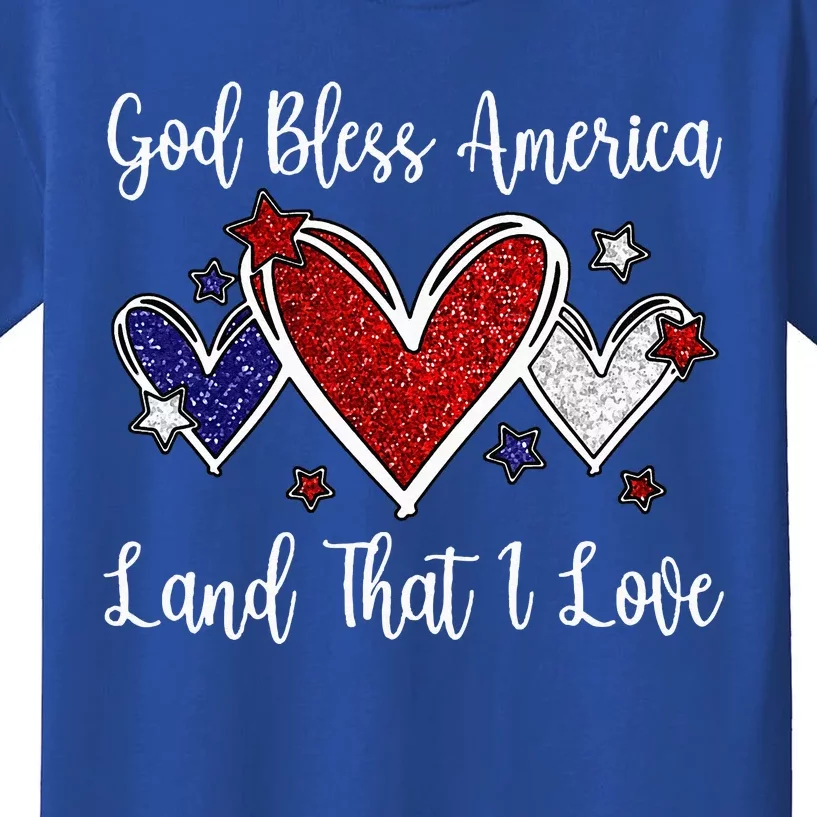 God Bless America For Women Cute Patriotic 4th Of July Kids T-Shirt