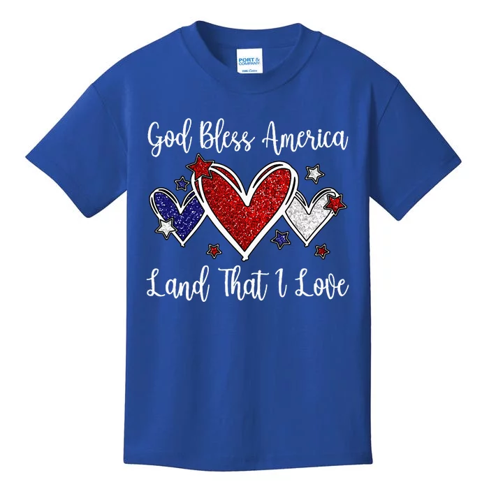 God Bless America For Women Cute Patriotic 4th Of July Kids T-Shirt