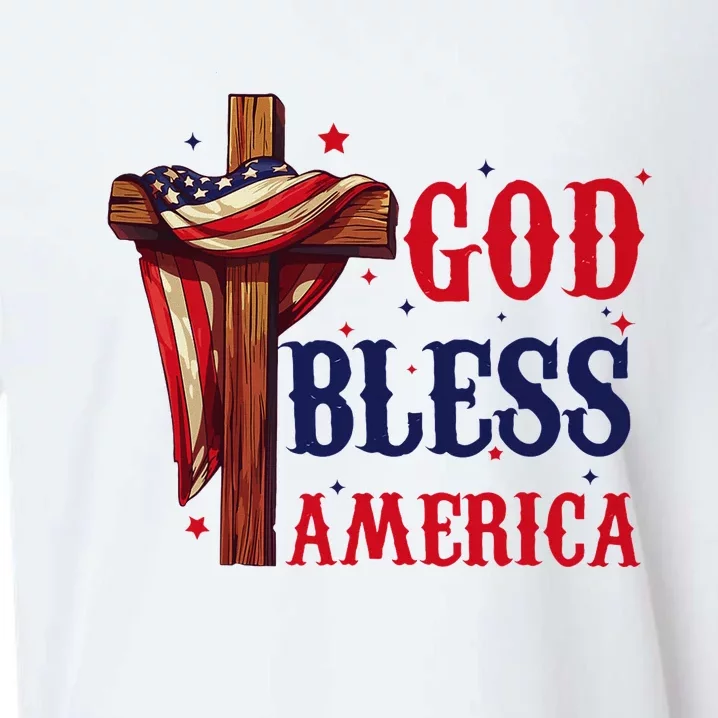 God Bless America Patriotic Flag 4th Of July Design Sueded Cloud Jersey T-Shirt