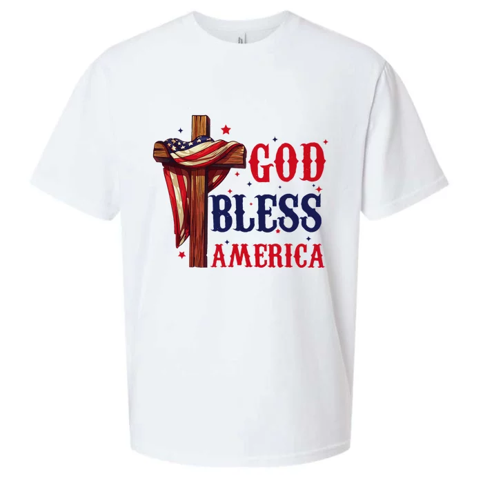 God Bless America Patriotic Flag 4th Of July Design Sueded Cloud Jersey T-Shirt