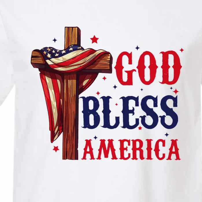 God Bless America Patriotic Flag 4th Of July Design Garment-Dyed Heavyweight T-Shirt