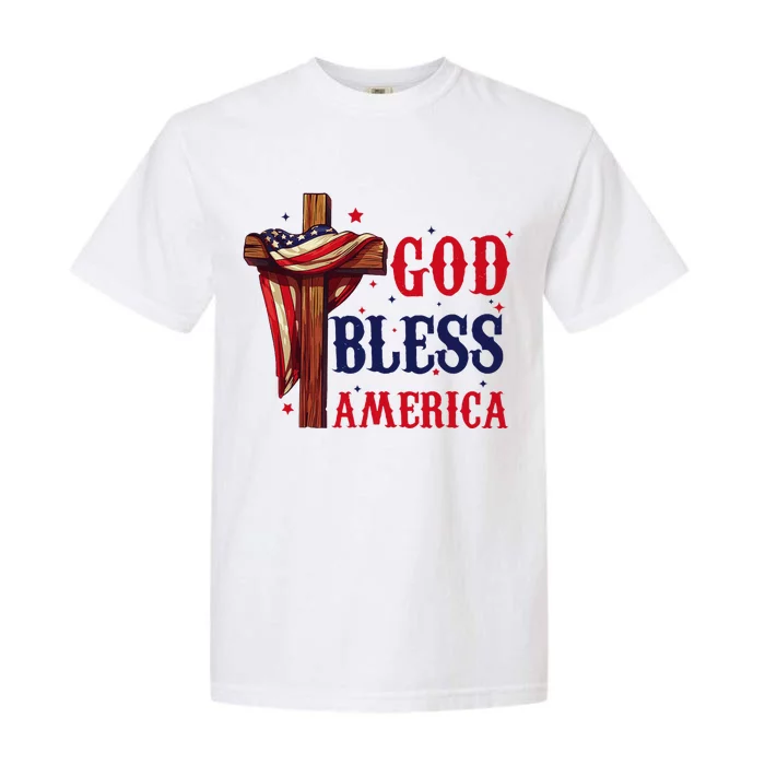 God Bless America Patriotic Flag 4th Of July Design Garment-Dyed Heavyweight T-Shirt