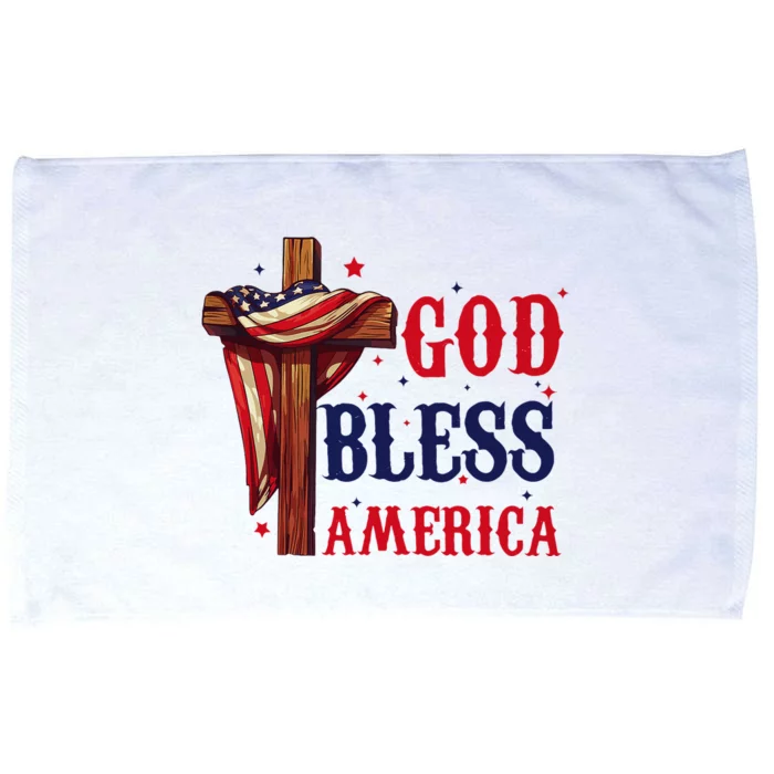 God Bless America Patriotic Flag 4th Of July Design Microfiber Hand Towel