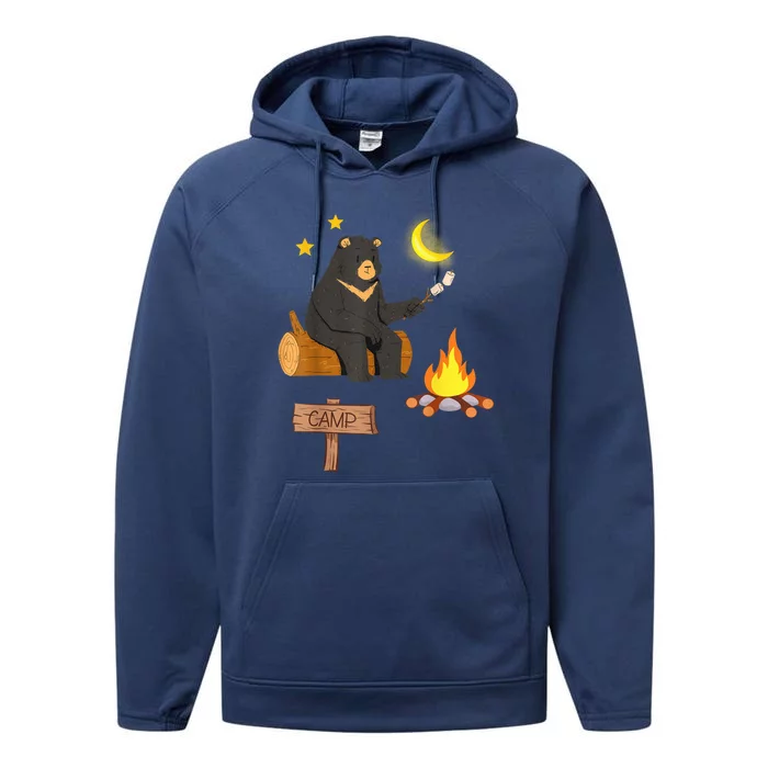 Grizzly Bear and Cartoon Bear Sarcastic Tee Performance Fleece Hoodie