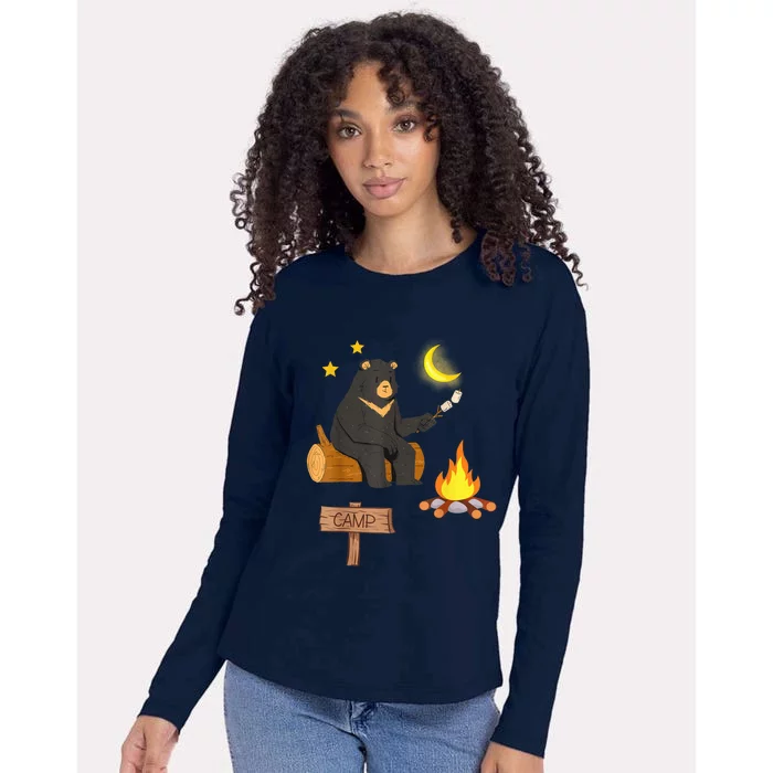 Grizzly Bear and Cartoon Bear Sarcastic Tee Womens Cotton Relaxed Long Sleeve T-Shirt