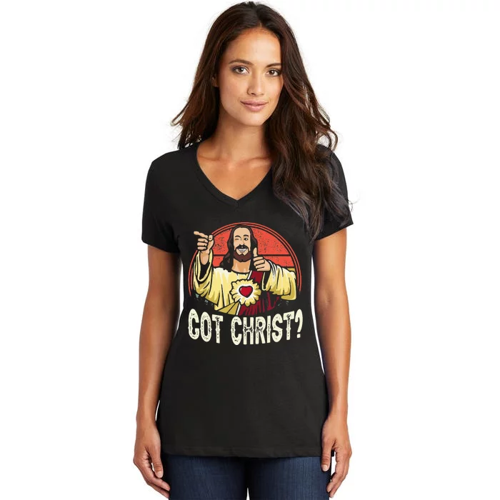 Got Buddy A Christ Christmas Cool Jesus Religious Christian Women's V-Neck T-Shirt