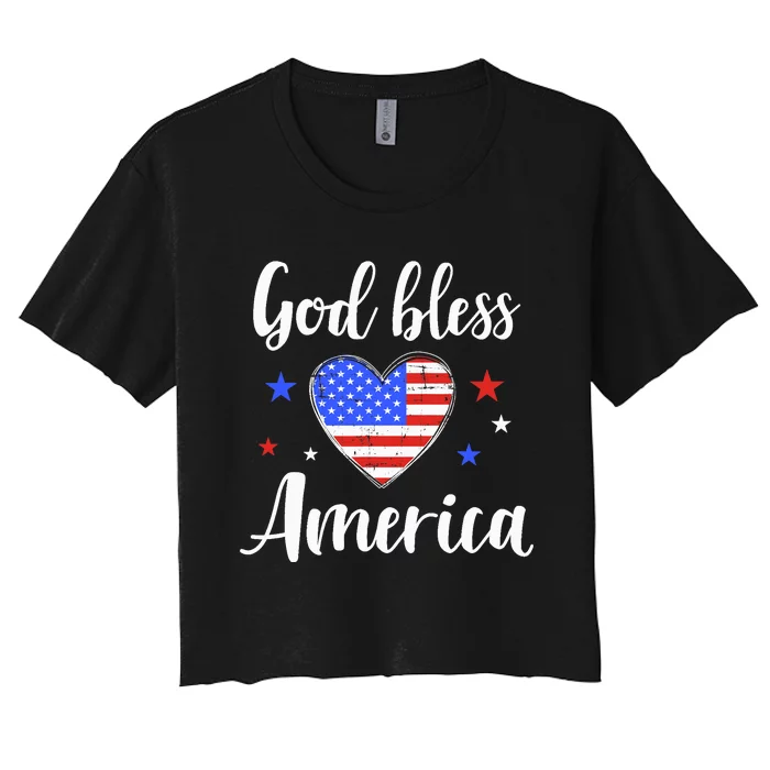 God bless america for patriotic Independence day 4th of July Women's Crop Top Tee