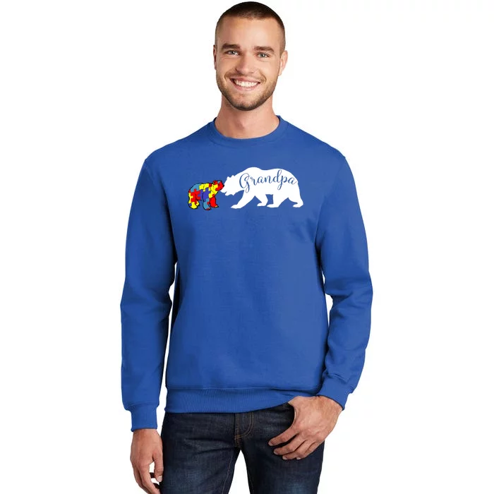 Grandpa Bear Autism Awareness Cute Gift Papa Dad Gift Tall Sweatshirt