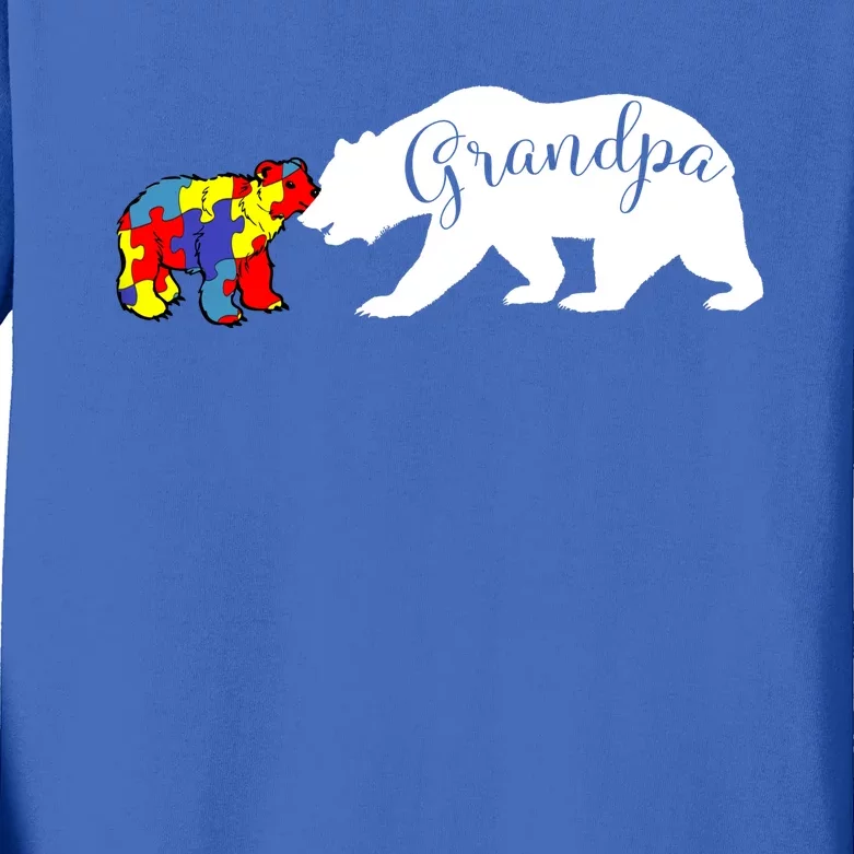 Grandpa Bear Autism Awareness Cute Gift Papa Dad Gift Kids Long Sleeve Shirt