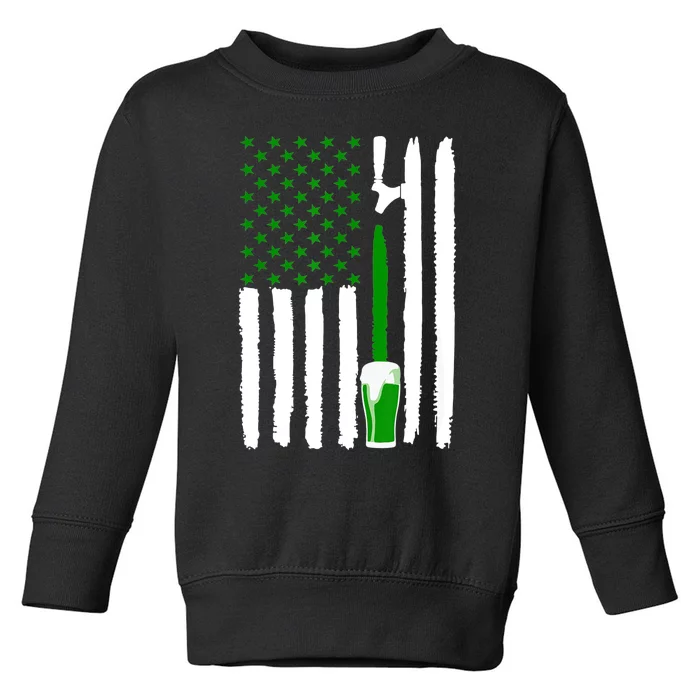 Green Beer American Flag St PatrickS Day Toddler Sweatshirt