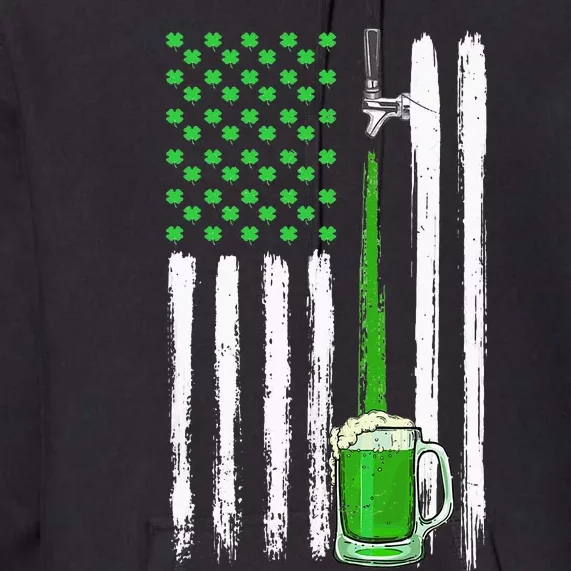 Green Beer American Flag Happy St Patrick's Day Premium Hoodie