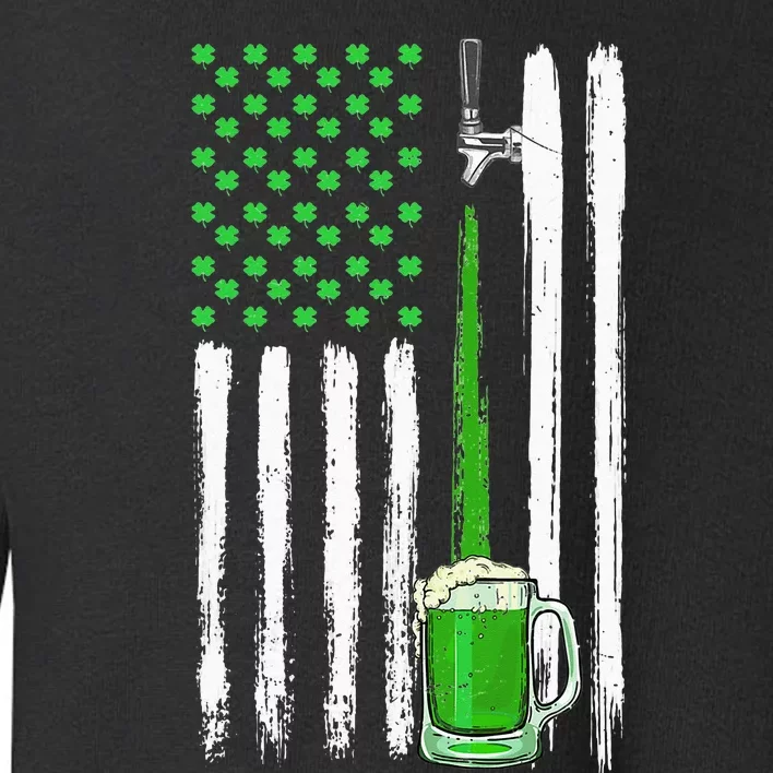 Green Beer American Flag Happy St Patrick's Day Toddler Sweatshirt