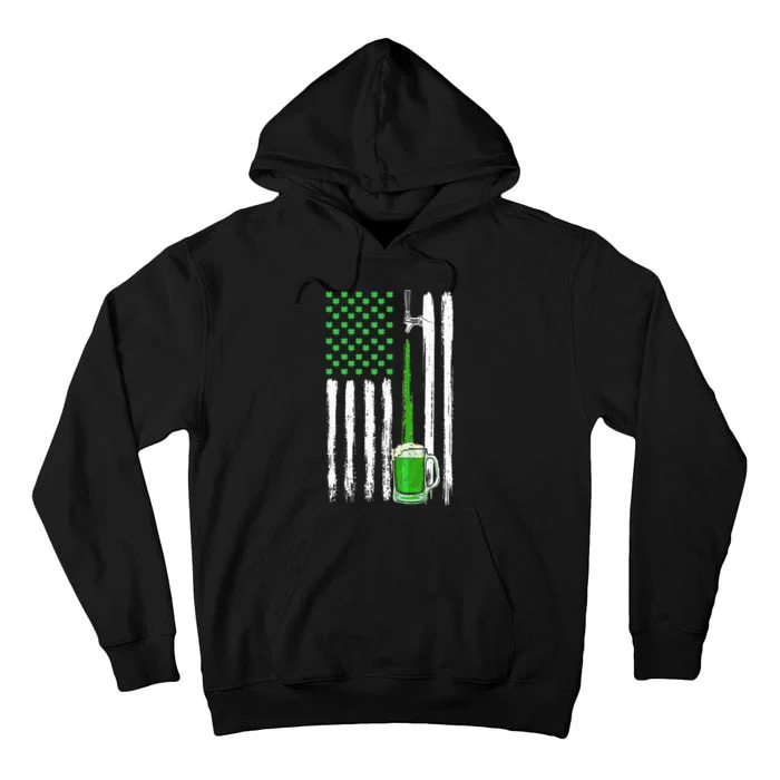 Green Beer American Flag Happy St Patrick's Day Tall Hoodie