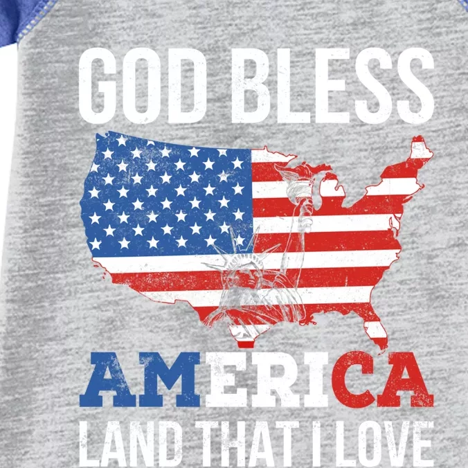 God Bless America Land That I Love Usa 4th Of July Gift Infant Baby Jersey Bodysuit