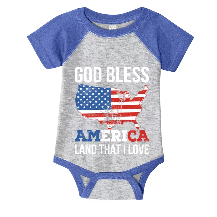 God Bless America Land That I Love Usa 4th Of July Gift Infant Baby Jersey Bodysuit