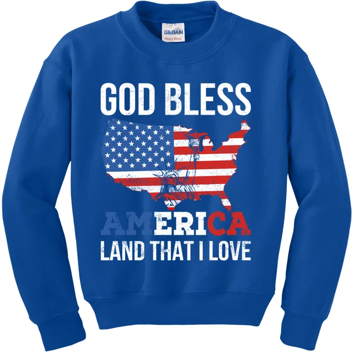 God Bless America Land That I Love Usa 4th Of July Gift Kids Sweatshirt