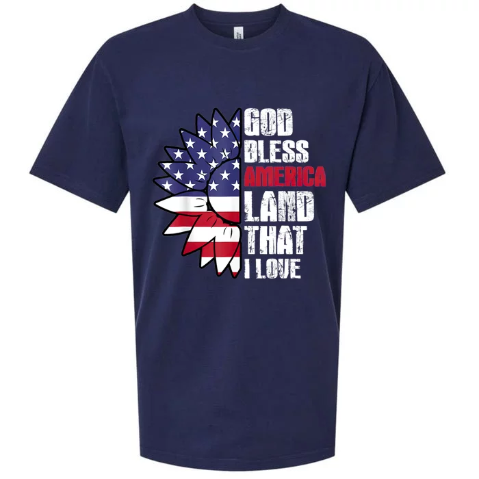 God Bless America Land That I Love Usa Flag Flower Patriotic Gift Sueded Cloud Jersey T-Shirt