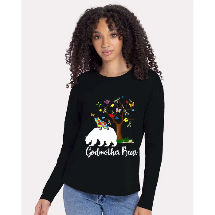 Godmother Bear Autism Awareness Love Support Womens Cotton Relaxed Long Sleeve T-Shirt