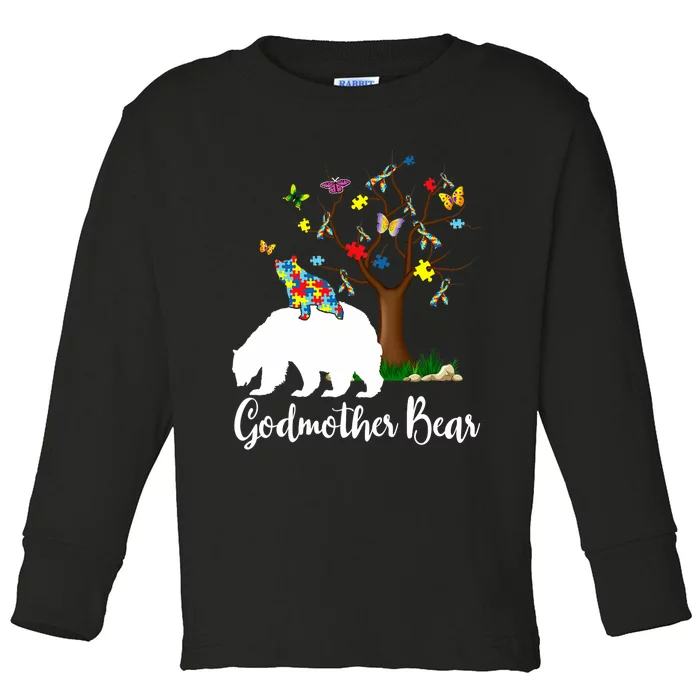 Godmother Bear Autism Awareness Love Support Toddler Long Sleeve Shirt