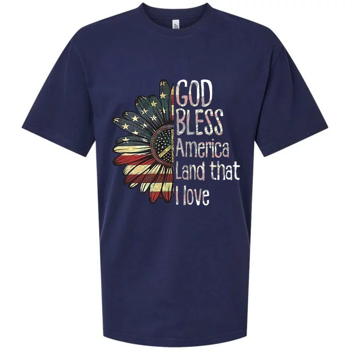 God Bless America Land That I Love Usa Flag Flower Patriotic Gift Sueded Cloud Jersey T-Shirt