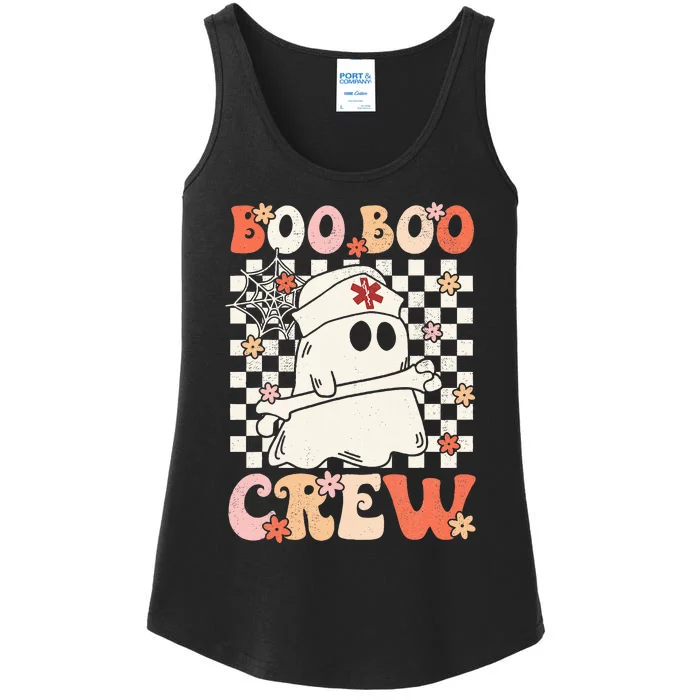 Groovy Boo Boo Crew Nurse Ghost Paramedic EMT EMS Halloween Ladies Essential Tank