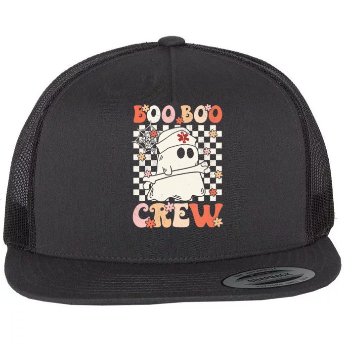 Groovy Boo Boo Crew Nurse Ghost Paramedic EMT EMS Halloween Flat Bill Trucker Hat