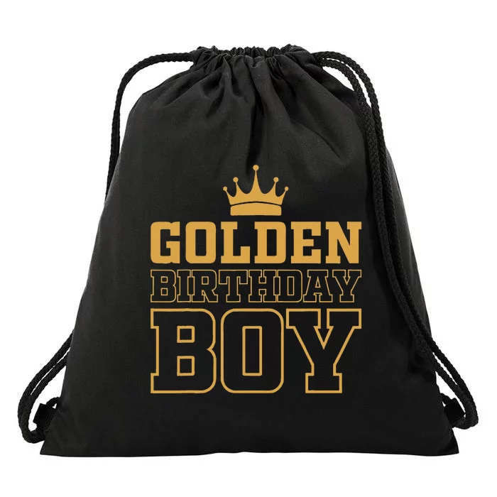 Golden Birthday Boy Birthday Party Decoration Drawstring Bag