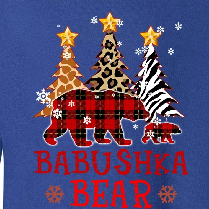 Grandma Babushka Bear Xmas Tree Pj Leopard Buffalo Plaid Gift Toddler Sweatshirt