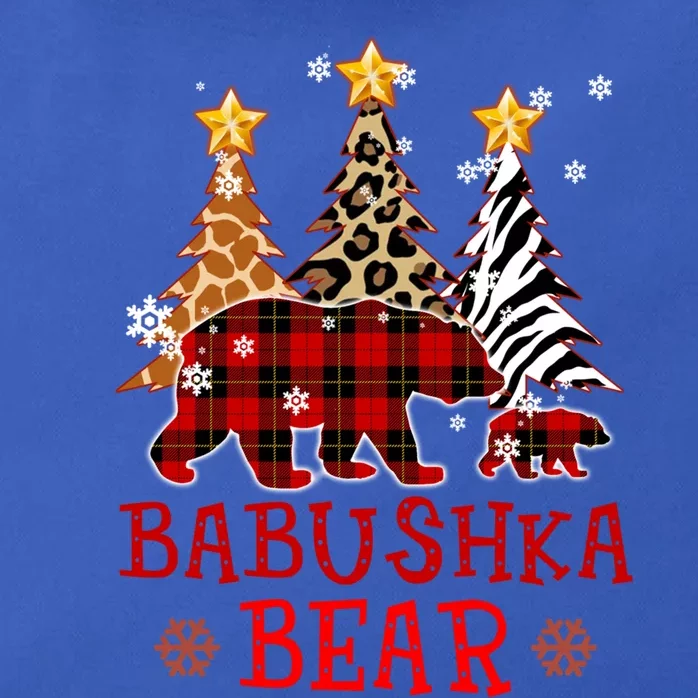 Grandma Babushka Bear Xmas Tree Pj Leopard Buffalo Plaid Gift Zip Tote Bag