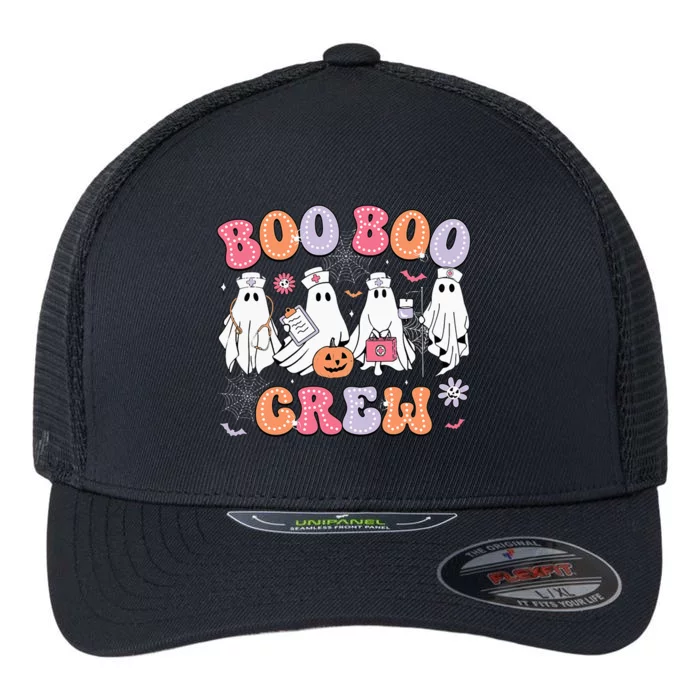 Groovy Boo Boo Crew Nurse Funny Ghost Women Halloween Nurse Flexfit Unipanel Trucker Cap