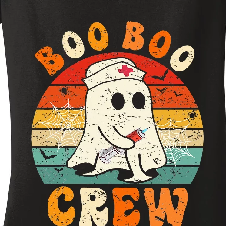 Groovy Boo Boo Crew Nurse Funny Ghost Halloween Nurse Women's V-Neck T-Shirt