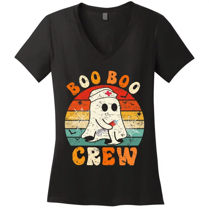 Groovy Boo Boo Crew Nurse Funny Ghost Halloween Nurse Women's V-Neck T-Shirt