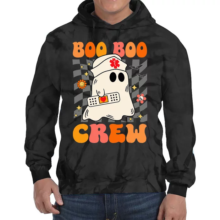 Groovy Boo Boo Crew Nurse Funny Ghost Halloween Nurse Tie Dye Hoodie