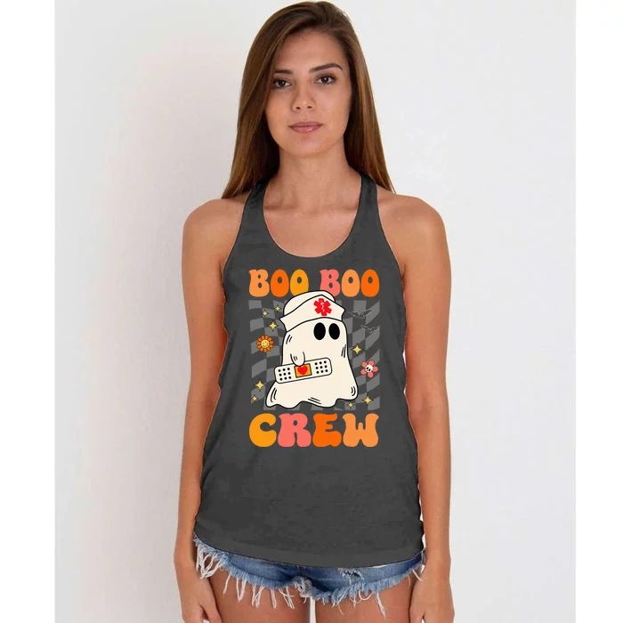 Groovy Boo Boo Crew Nurse Funny Ghost Halloween Nurse Women's Knotted Racerback Tank