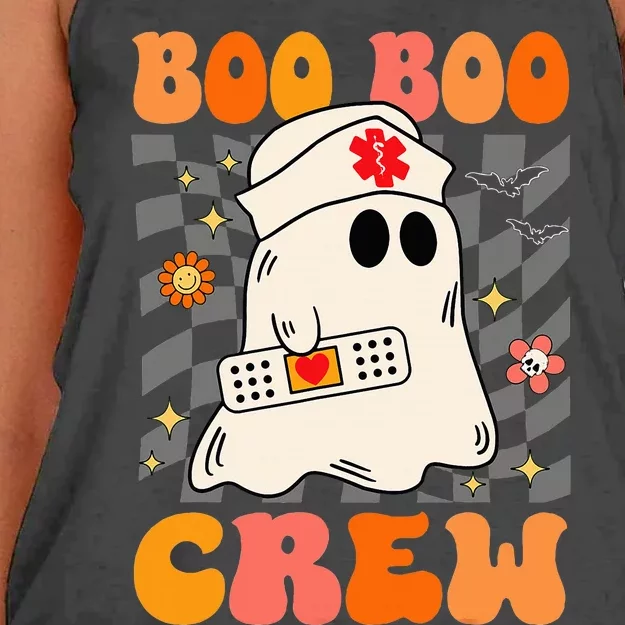 Groovy Boo Boo Crew Nurse Funny Ghost Halloween Nurse Women's Knotted Racerback Tank