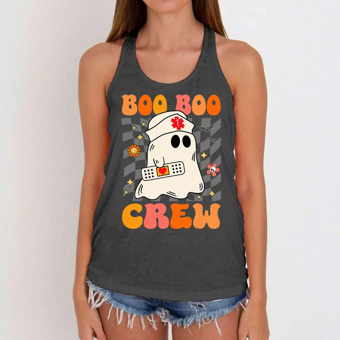 Groovy Boo Boo Crew Nurse Funny Ghost Halloween Nurse Women's Knotted Racerback Tank