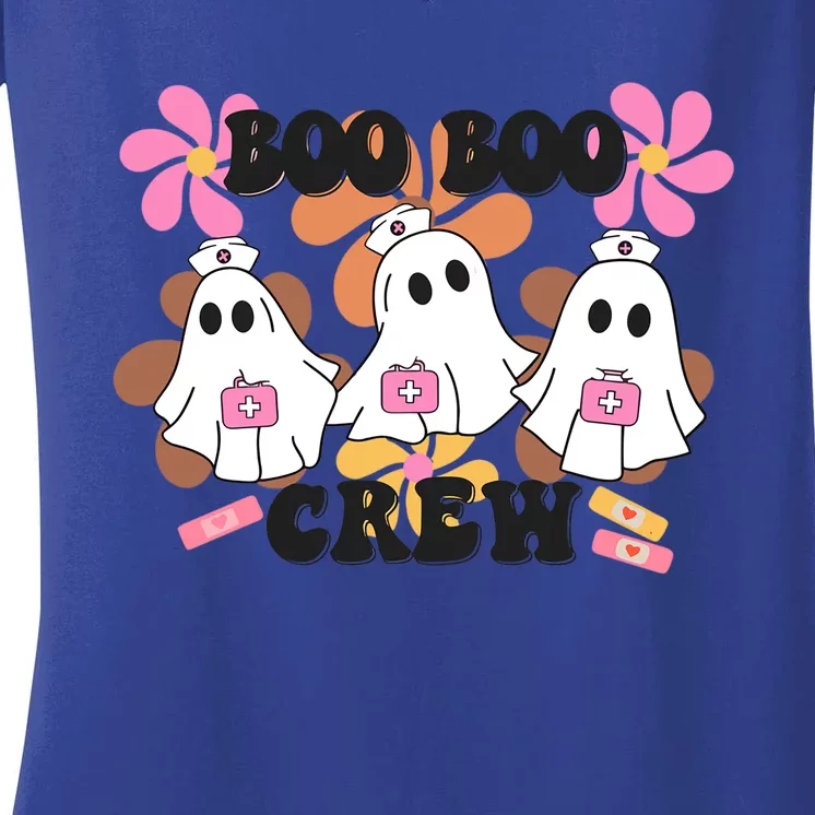 Groovy Boo Boo Crew Nurse Funny Ghost Halloween Nurse Gift Women's V-Neck T-Shirt