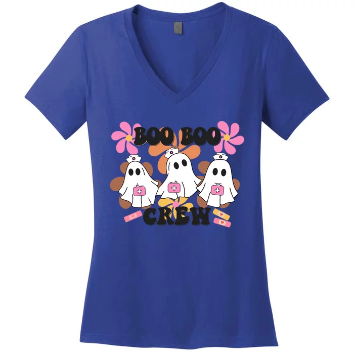 Groovy Boo Boo Crew Nurse Funny Ghost Halloween Nurse Gift Women's V-Neck T-Shirt