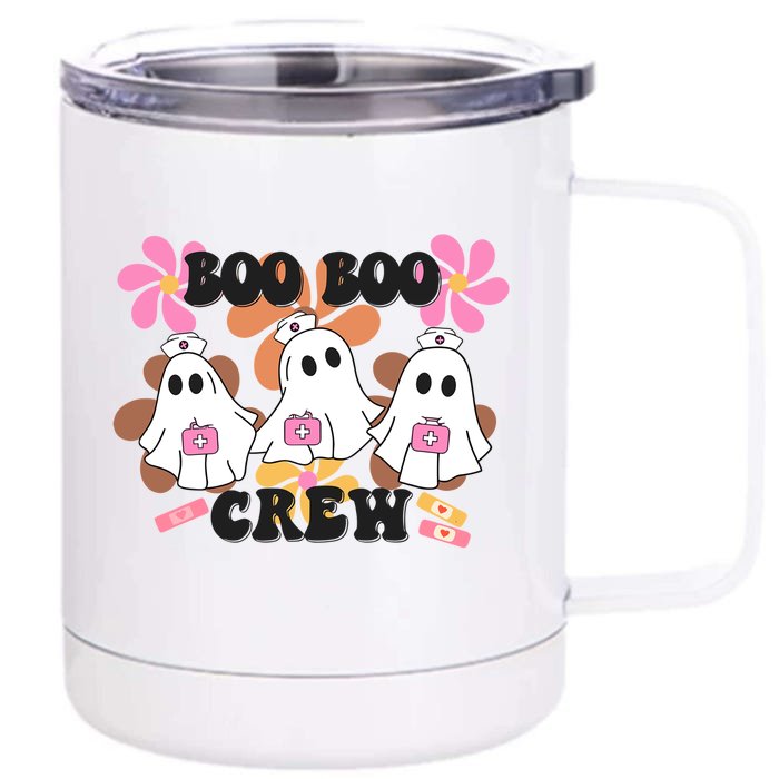 Groovy Boo Boo Crew Nurse Funny Ghost Halloween Nurse Gift Front & Back 12oz Stainless Steel Tumbler Cup