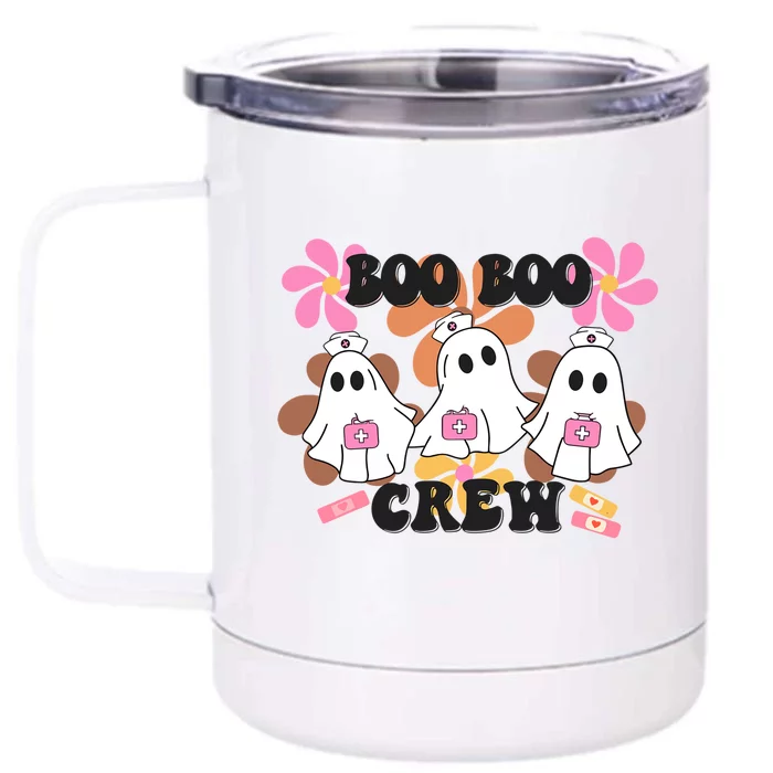 Groovy Boo Boo Crew Nurse Funny Ghost Halloween Nurse Gift Front & Back 12oz Stainless Steel Tumbler Cup