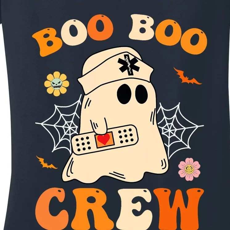 Groovy Boo Boo Crew Nurse Funny Ghost Halloween Nurse Women's V-Neck T-Shirt