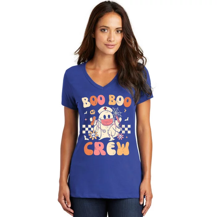 Groovy Boo Boo Crew Nurse Funny Ghost Halloween Nurse Gift Women's V-Neck T-Shirt