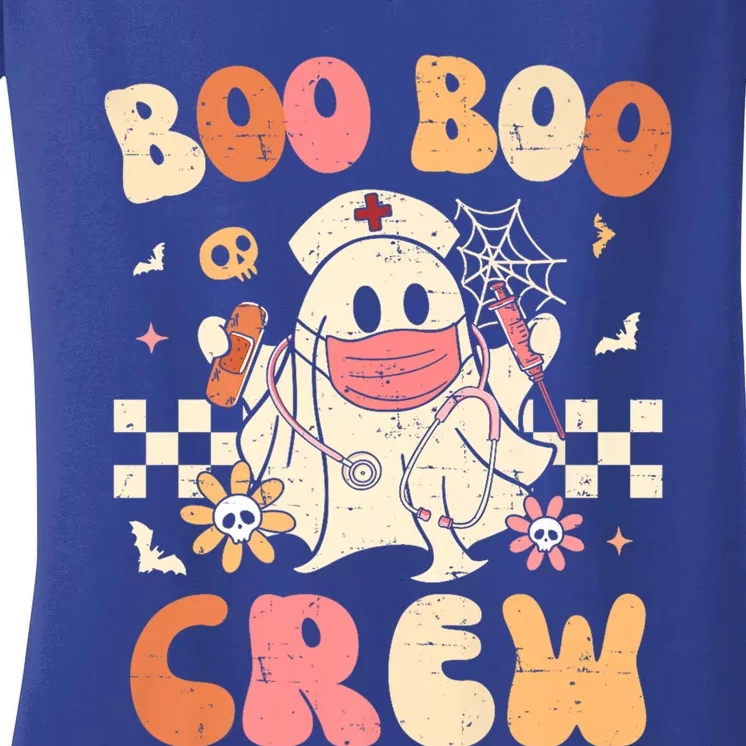 Groovy Boo Boo Crew Nurse Funny Ghost Halloween Nurse Gift Women's V-Neck T-Shirt