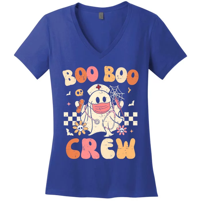 Groovy Boo Boo Crew Nurse Funny Ghost Halloween Nurse Gift Women's V-Neck T-Shirt