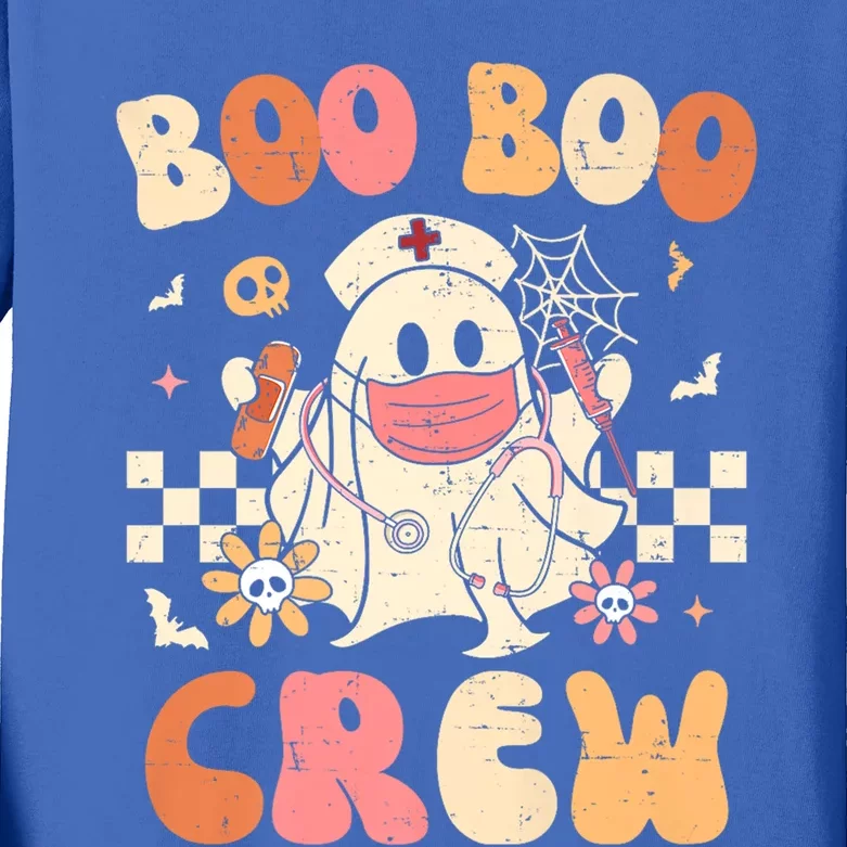 Groovy Boo Boo Crew Nurse Funny Ghost Halloween Nurse Gift Kids Long Sleeve Shirt