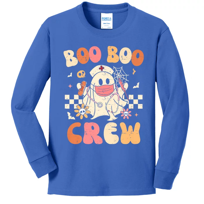 Groovy Boo Boo Crew Nurse Funny Ghost Halloween Nurse Gift Kids Long Sleeve Shirt