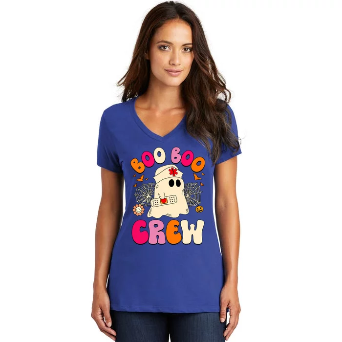 Groovy Boo Boo Crew Nurse Funny Ghost Halloween Nurse Gift Women's V-Neck T-Shirt