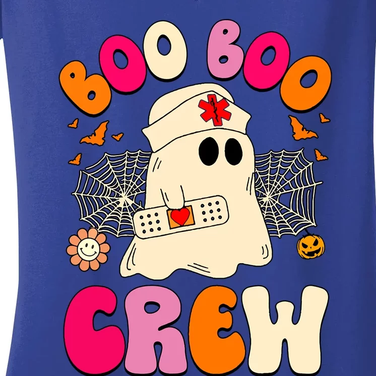 Groovy Boo Boo Crew Nurse Funny Ghost Halloween Nurse Gift Women's V-Neck T-Shirt