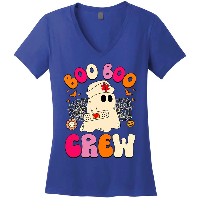 Groovy Boo Boo Crew Nurse Funny Ghost Halloween Nurse Gift Women's V-Neck T-Shirt