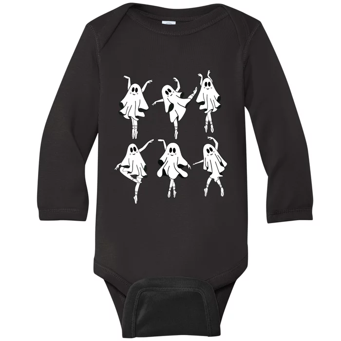 Ghost Ballerinas Ballet Dance Halloween Spooky Dance Teacher Baby Long Sleeve Bodysuit